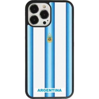 Coque iPhone 13 Pro Max - Silicone rigide noir Maillot de football Argentine 2026 personnalisable