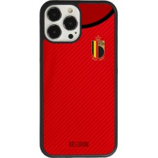 Coque iPhone 13 Pro Max - Silicone rigide noir Maillot de football Belgique 2022 personnalisable