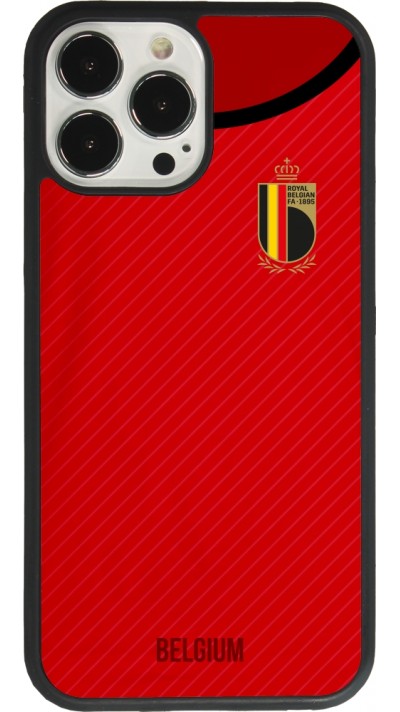 Coque iPhone 13 Pro Max - Silicone rigide noir Maillot de football Belgique 2022 personnalisable