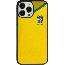 Coque iPhone 13 Pro Max - Silicone rigide noir Maillot de football Brésil 2022 personnalisable