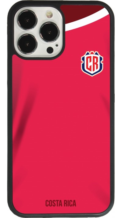 Coque iPhone 13 Pro Max - Silicone rigide noir Maillot de football Costa Rica 2022 personnalisable