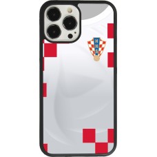 Coque iPhone 13 Pro Max - Silicone rigide noir Maillot de football Croatie 2022 personnalisable