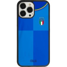 Coque iPhone 13 Pro Max - Silicone rigide noir Maillot de football Italie 2022 personnalisable