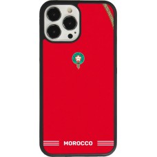 Coque iPhone 13 Pro Max - Silicone rigide noir Maillot de football Maroc 2026 personnalisable