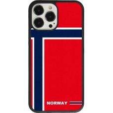 Coque iPhone 13 Pro Max - Silicone rigide noir Maillot de football Norvège 2026 personnalisable