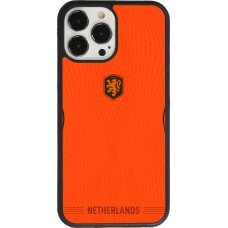 Coque iPhone 13 Pro Max - Silicone rigide noir Maillot de football Pays-Bas 2026 personnalisable