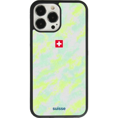 Coque iPhone 13 Pro Max - Silicone rigide noir Maillot de football Suisse Away 2026 personnalisable