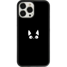Coque iPhone 13 Pro Max - Silicone rigide noir Funny cat on black