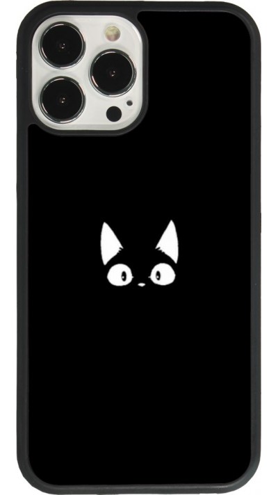 Coque iPhone 13 Pro Max - Silicone rigide noir Funny cat on black