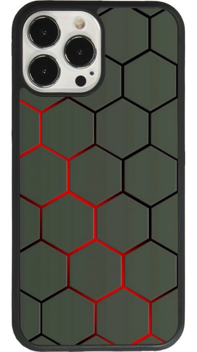 Coque iPhone 13 Pro Max - Silicone rigide noir Geometric Line red