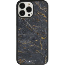 Coque iPhone 13 Pro Max - Silicone rigide noir Grey Gold Marble