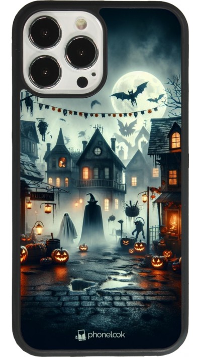 iPhone 13 Pro Max Case Hülle - Silikon schwarz Halloween Spukstadt