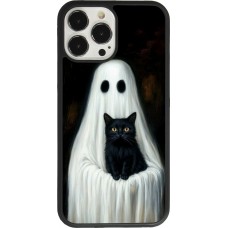 Coque iPhone 13 Pro Max - Silicone rigide noir Halloween 2025 Ghost with black cat
