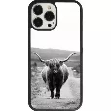 Coque iPhone 13 Pro Max - Silicone rigide noir Highland cattle