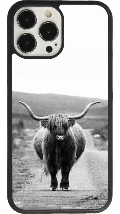 Coque iPhone 13 Pro Max - Silicone rigide noir Highland cattle