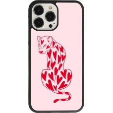 Coque iPhone 13 Pro Max - Silicone rigide noir Leopard with hearts 2026