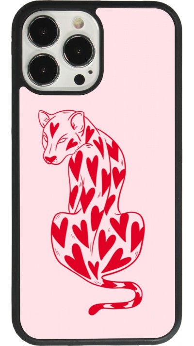 iPhone 13 Pro Max Case Hülle - Silikon schwarz Leopard with hearts 2026