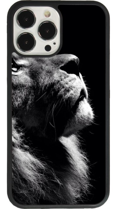 iPhone 13 Pro Max Case Hülle - Silikon schwarz Lion looking up