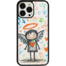 Coque iPhone 13 Pro Max - Silicone rigide noir Little Angel Sketch Love