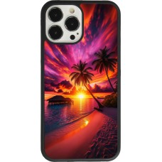 Coque iPhone 13 Pro Max - Silicone rigide noir Maldives Dusk Bliss