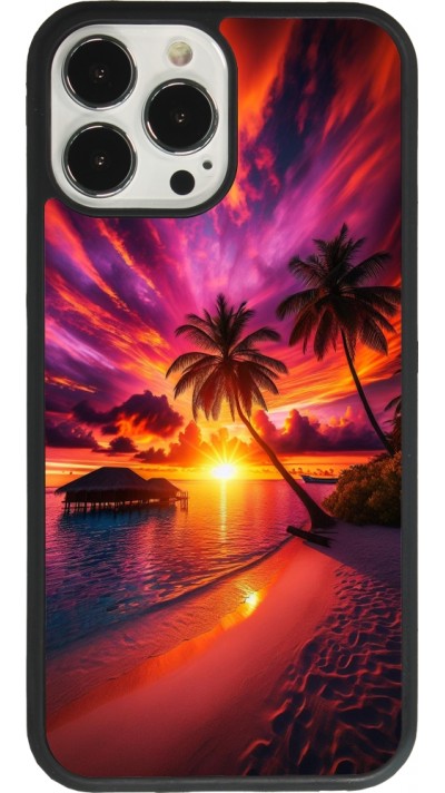 iPhone 13 Pro Max Case Hülle - Silikon schwarz Malediven Abenddämmerung Glückseligkeit