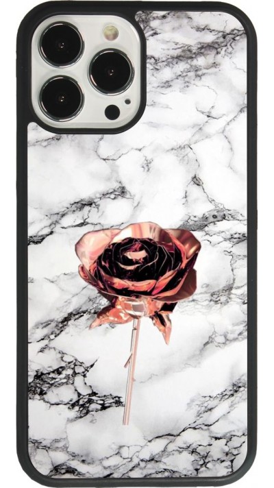 iPhone 13 Pro Max Case Hülle - Silikon schwarz Marble Rose Gold