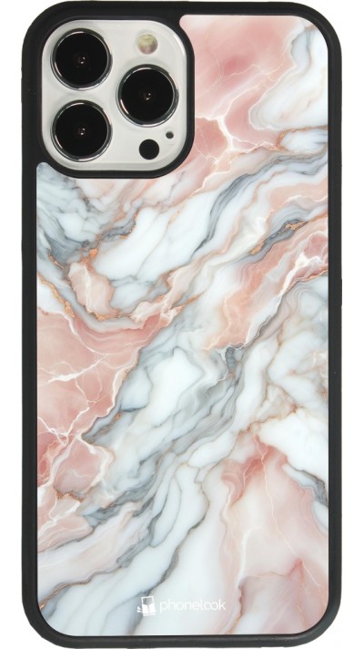 iPhone 13 Pro Max Case Hülle - Silikon schwarz Rosa Leuchtender Marmor