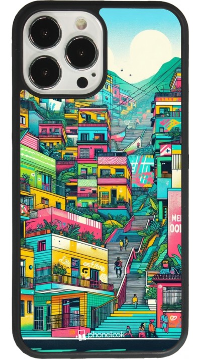 iPhone 13 Pro Max Case Hülle - Silikon schwarz Medellin Comuna 13 Kunst