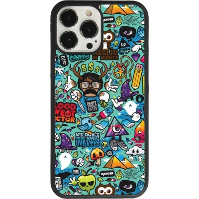 Coque iPhone 13 Pro Max - Silicone rigide noir Mixed Cartoons Turquoise