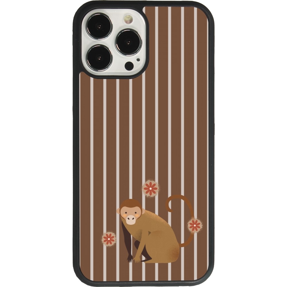 Coque iPhone 13 Pro Max - Silicone rigide noir Monkey with stripes
