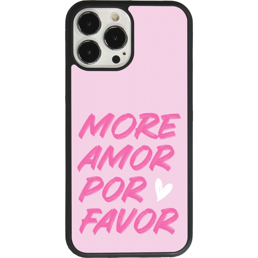 Coque iPhone 13 Pro Max - Silicone rigide noir More amor porfavor