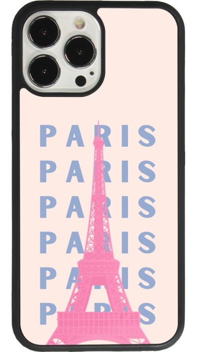 iPhone 13 Pro Max Case Hülle - Silikon schwarz Paris Pink Print