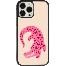 Coque iPhone 13 Pro Max - Silicone rigide noir Pink crocodile 2026