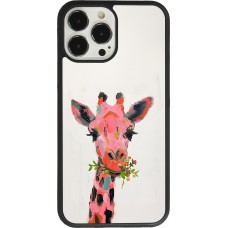 iPhone 13 Pro Max Case Hülle - Silikon schwarz Pink Girafe Paint