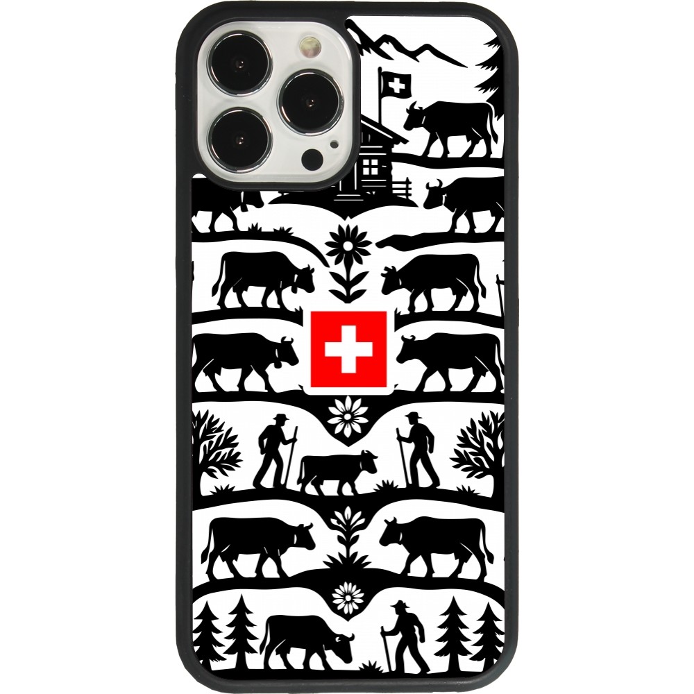 Coque iPhone 13 Pro Max - Silicone rigide noir Poya Suisse 3