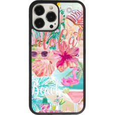 iPhone 13 Pro Max Case Hülle - Silikon schwarz Preppy Collage Aloha