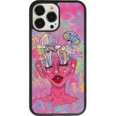 iPhone 13 Pro Max Case Hülle - Silikon schwarz Psychedelic pink mushroom