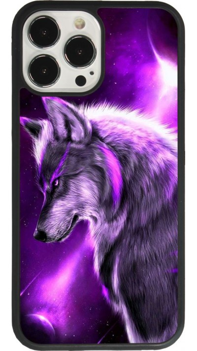Coque iPhone 13 Pro Max - Silicone rigide noir Purple Sky Wolf