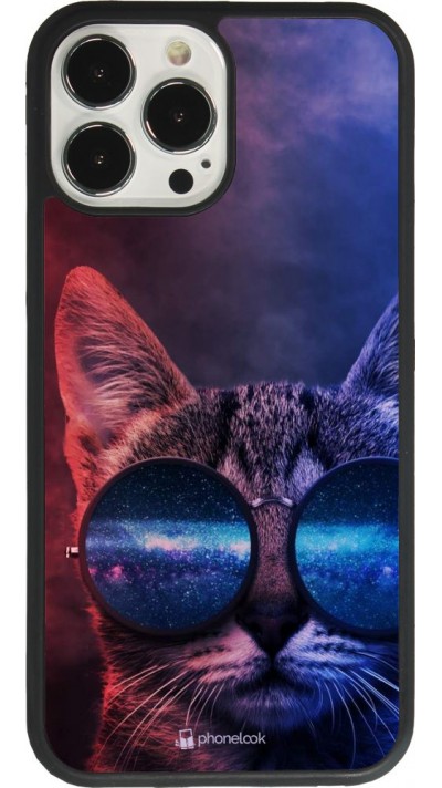 Coque iPhone 13 Pro Max - Silicone rigide noir Red Blue Cat Glasses
