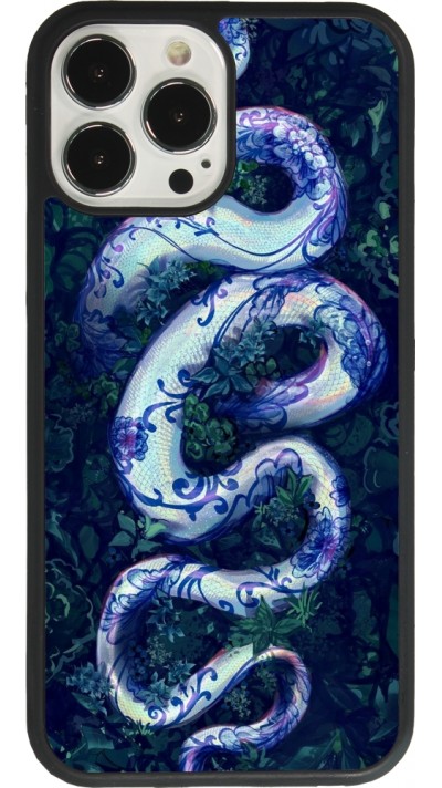 Coque iPhone 13 Pro Max - Silicone rigide noir Serpent Blue Anaconda