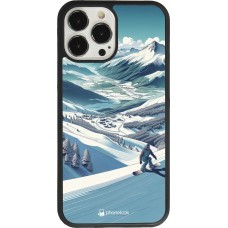 iPhone 13 Pro Max Case Hülle - Silikon schwarz Snowboarder Berg