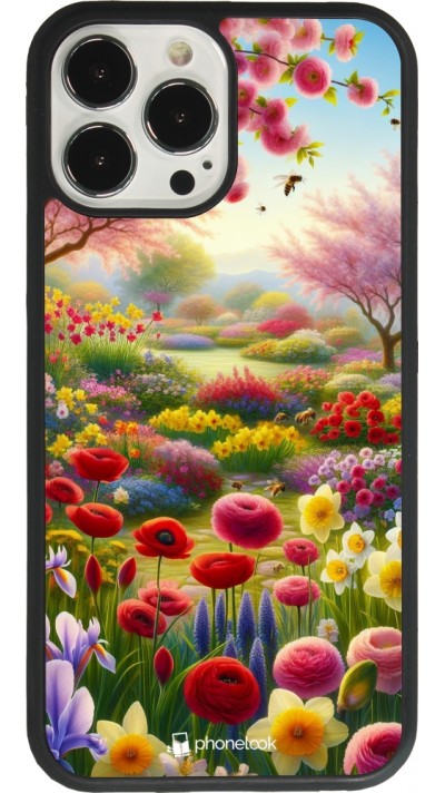Coque iPhone 13 Pro Max - Silicone rigide noir Spring 25 Bouquet printemps
