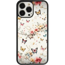 Coque iPhone 13 Pro Max - Silicone rigide noir Spring 25 Papillons Légers