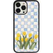 Coque iPhone 13 Pro Max - Silicone rigide noir Blue vichy tulips Spring 2026