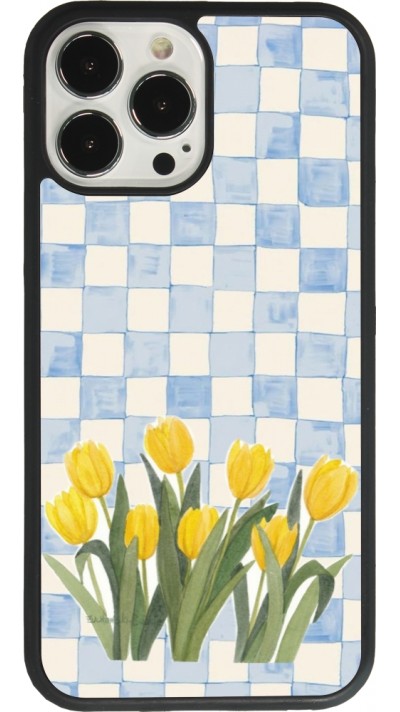 Coque iPhone 13 Pro Max - Silicone rigide noir Blue vichy tulips Spring 2026