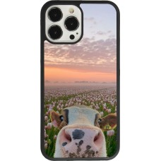 Coque iPhone 13 Pro Max - Silicone rigide noir Cow with tulips Spring 2026