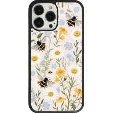 Coque iPhone 13 Pro Max - Silicone rigide noir Pattern bees Spring 2026