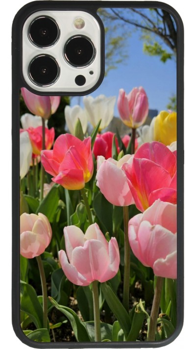 Coque iPhone 13 Pro Max - Silicone rigide noir Tulips Spring 2026