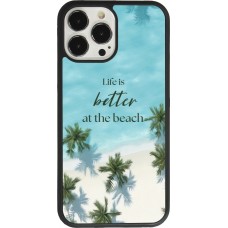 Coque iPhone 13 Pro Max - Silicone rigide noir Summer 2025 Life is better at the beach