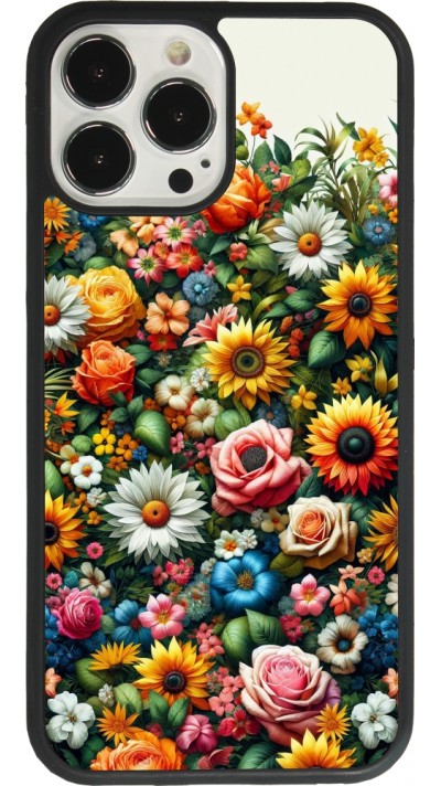 iPhone 13 Pro Max Case Hülle - Silikon schwarz Sommer Blumenmuster